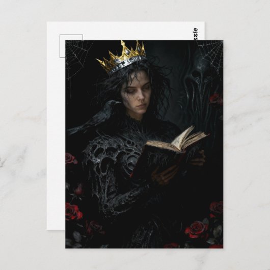 Princess With a Black Bird Reading a Book Postkarte (Vorne/Hinten)