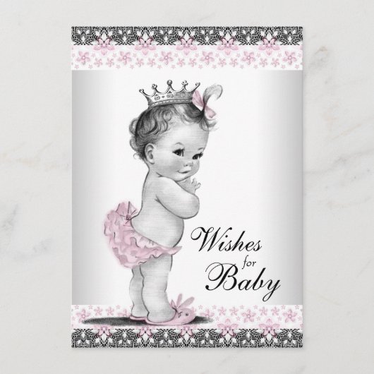 Princess wünscht sich Baby Card Girl Dusche Hinweiskarte (Vorderseite)