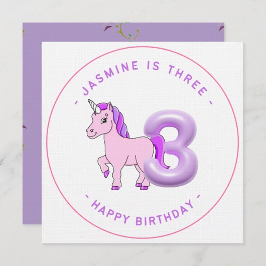  princesses 3st birthday einladung (Vorne/Hinten)