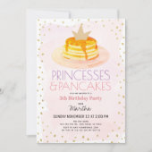 Princesses & Pancakes Pink Gold Girl Geburtstag Einladung (Vorderseite)