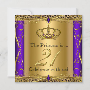 Princessin Regal Violetter Leopard 21. Geburtstags Einladung