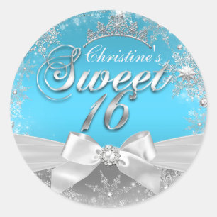 Princessin Winter Wonderland Blau Sweet 16 Aufkleb Runder Aufkleber