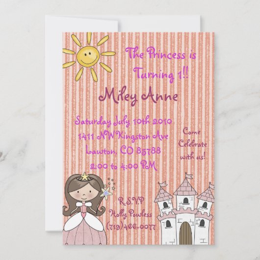 Princessmiley copy, The Princess is Turning 1!.... Einladung (Vorderseite)