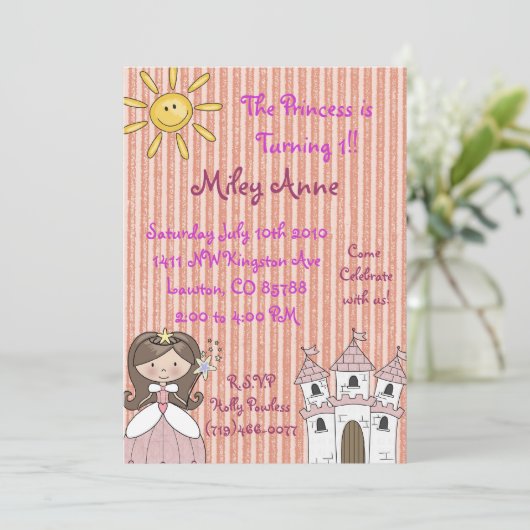 Princessmiley copy, The Princess is Turning 1!.... Einladung (Stehend Vorderseite)