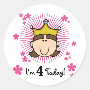 Princesss 4. Geburtstagsgeschenke und Geschenke Runder Aufkleber