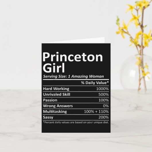 Princeton Girl Nj New Jersey Funny City Home Roots Karte (Gelbe Blume)