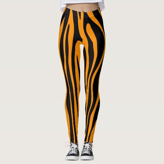 Princeton Orange Zebra Print Leggings (Vorderseite)