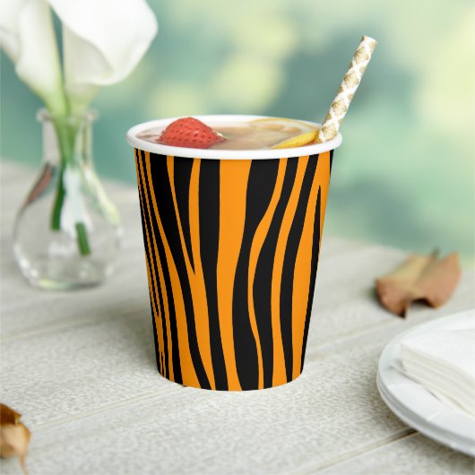 Princeton Orange Zebra Print Pappbecher (In Situ)