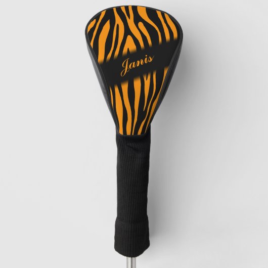 Princeton Orange Zebra Print Personalisiert Golf Headcover (Vorderseite)