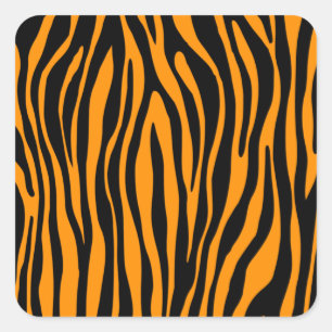 Princeton Orange Zebra Print Quadratischer Aufkleber