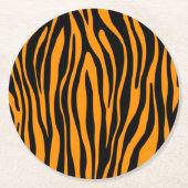 Princeton Orange Zebra Print Runder Pappuntersetzer (Vorderseite)