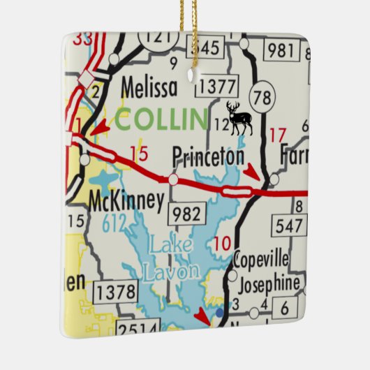 Princeton TX Road Map Keramikornament (Rechts)