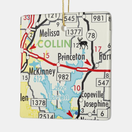 Princeton TX Road Map Keramikornament (Links)