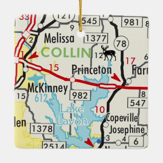 Princeton TX Road Map Keramikornament (Rückseite)