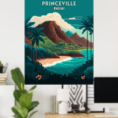 Princeville Kauai Hawaii Beach Mountains Retro Poster (Heimbüro)