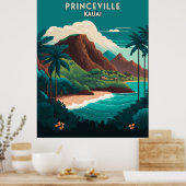 Princeville Kauai Hawaii Beach Mountains Retro Poster (Küche)