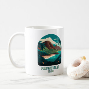 Princeville Kauai Hawaii Strand Berge Retro Kaffeetasse