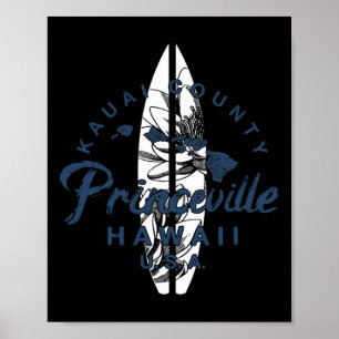 Princeville Kauai Hawaiianisches Surfen Vintage Ha Poster