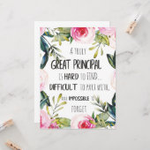 Principal Appreciation Gift Principal Office Dekor Karte (Vorderseite/Rückseite Beispiel)