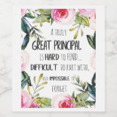 Principal Appreciation Gift Principal Office Dekor Weinetikett (Einzelnes Label)