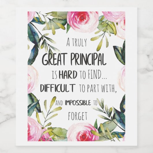 Principal Appreciation Gift Principal Office Dekor Weinetikett (Einzelnes Label)