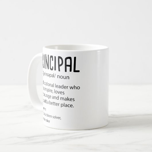 Principal Definition Funny Gift für Lehrer Kaffeetasse (Vorderseite Links)
