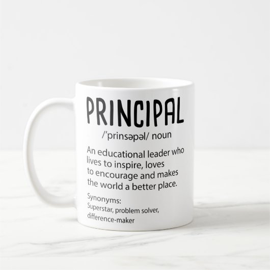 Principal Definition Funny Gift für Lehrer Kaffeetasse (Links)