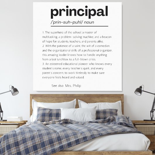 Principal Definition Print, Custom Principal Gift Leinwanddruck (Insitu (Schlafzimmer))