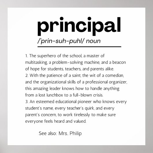 Principal Definition Print, Custom Principal Gift Poster (Vorne)