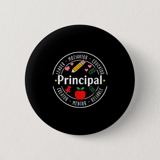 Principal Leader Motivator First Day Back To Schoo Button (Vorderseite)