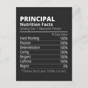 Principal Nutrition Facts Funny Feiertagspostkarte