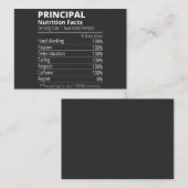 Principal Nutrition Facts Funny Visitenkarte (Vorne/Hinten)