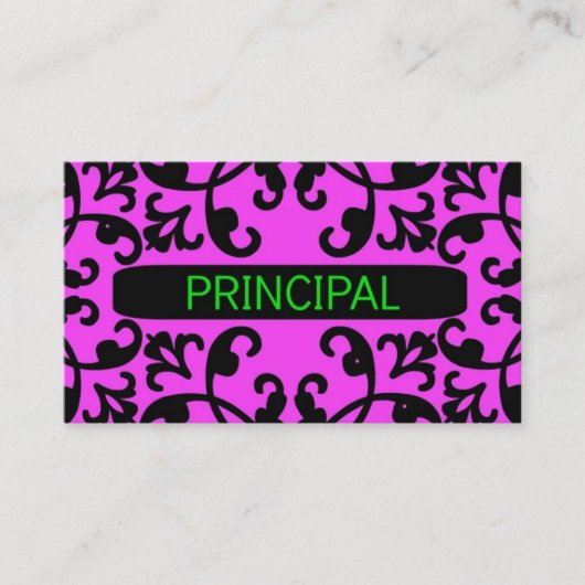 Principal Pink Damask Business Card Visitenkarte (Vorderseite)