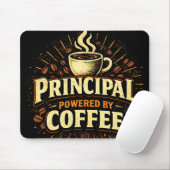 Principal Powered by Coffee | Funny Admin Gift Mousepad (Mit Mouse)