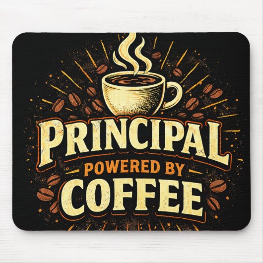 Principal Powered by Coffee | Funny Admin Gift Mousepad (Vorne)