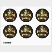 Principal: Powered by Coffee | Funny Admin Gift Runder Aufkleber (Blatt)