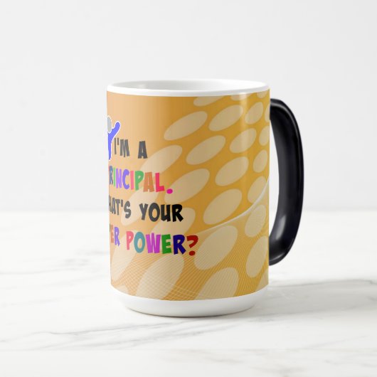 Principal Superhero Spaß über abstrakte Design-Tas Verwandlungstasse (VorderseiteRechts)