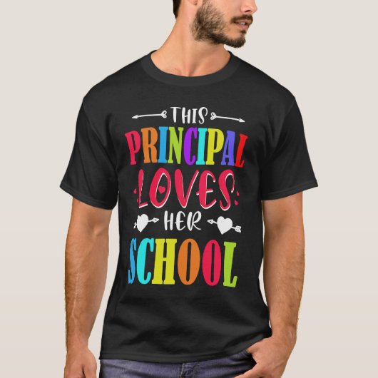 Principal Valentines Day  Hearts Loves Her School T-Shirt (Vorderseite)
