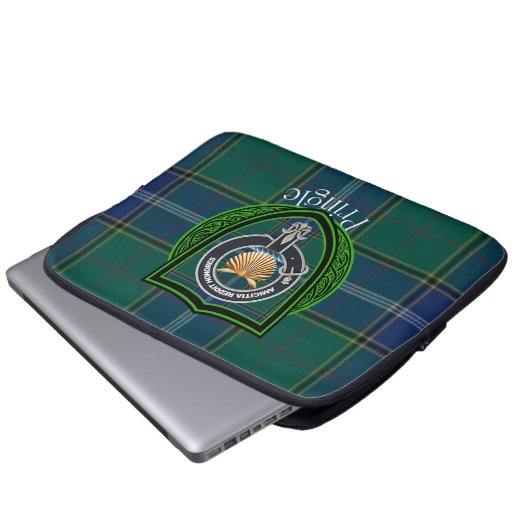 Pringle Scottish Clan Tartan and Crest Laptopschutzhülle (Vorne Knopf)