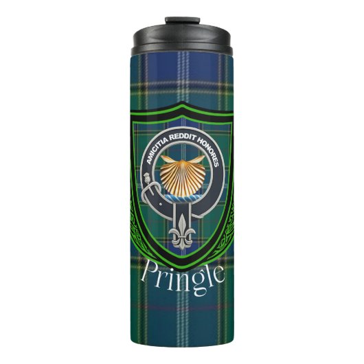 Pringle Scottish Clan Tartan and Crest Thermosbecher (Vorderseite)