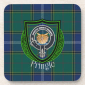 Pringle Scottish Clan Tartan & Crest Getränkeuntersetzer (Vorderseite)
