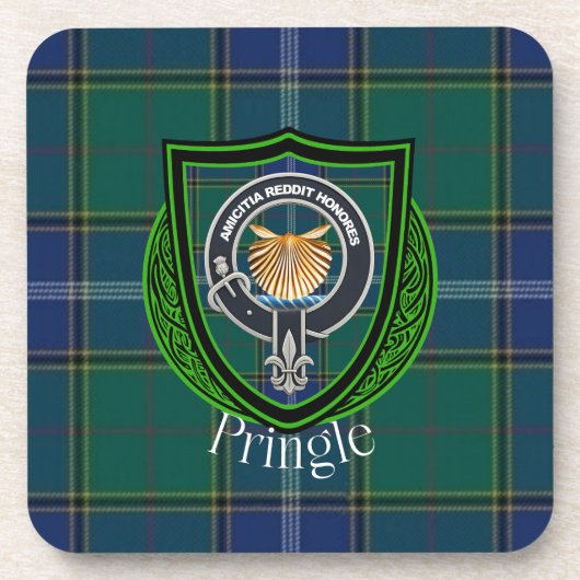 Pringle Scottish Clan Tartan & Crest Getränkeuntersetzer (Vorderseite)