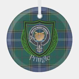 Pringle Scottish Clan Tartan & Crest Ornament Aus Glas