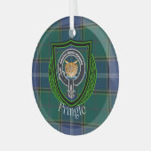 Pringle Scottish Clan Tartan & Crest Ornament Aus Glas (Vorderseite links)