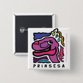 Prinsesa Logo - quadratischer Knopf Button (Vorne & Hinten)