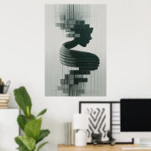 Print A modern abstract portrait blending feminine Poster (Heimbüro)
