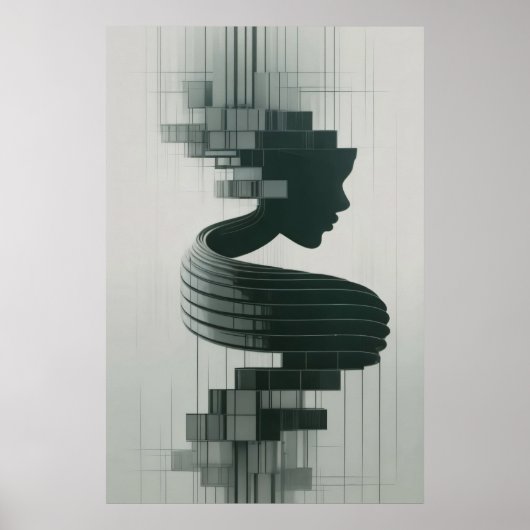 Print A modern abstract portrait blending feminine Poster (Vorne)