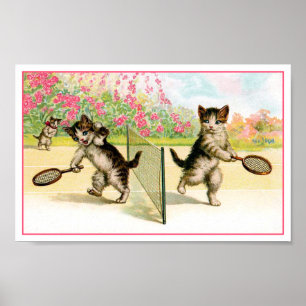 Print: Badminton Kittens Vintag Art Poster