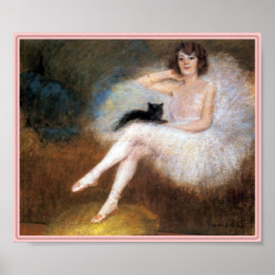 Print: Ballerina & Black Cat Poster