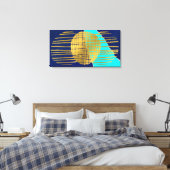Print Blue Gold Abstrakt Collage Stretched Leinwan Leinwanddruck (Insitu (Schlafzimmer))